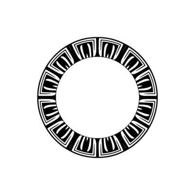 Geometric Black and White Circular Pattern on White Background
