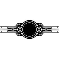 Minimalist Tech Emblem Black White Gear on White Background vector