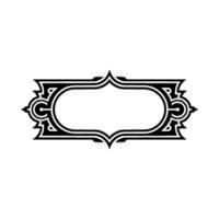 Elegant Black White Ornamental Label Frame, Isolated on White vector