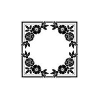 Elegant Black Floral Frame on Cream Background Invitations, Elements vector