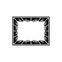Minimalist Black Frame with Leaf-like Border on White Background vector
