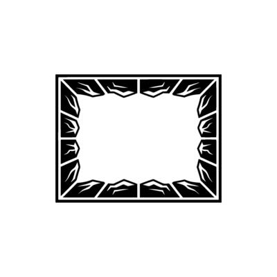 Minimalist Black Frame with Leaf-like Border on White Background