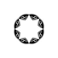 Modern Minimalist Ornamental Circle, Geometric Black White vector