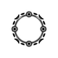 Elegant Floral Wreath Frame in Minimalist Black White vector