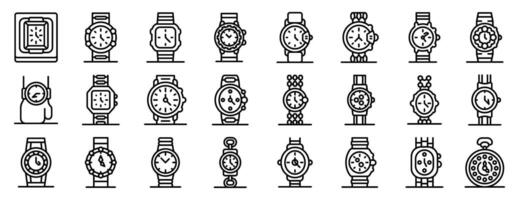 Luxury watches icons set. Wristwatch icons showing time and style with elegance vector