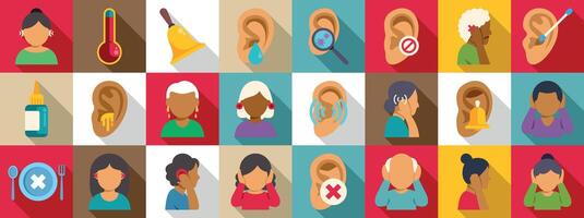 Icons representing ear health and conditions vector