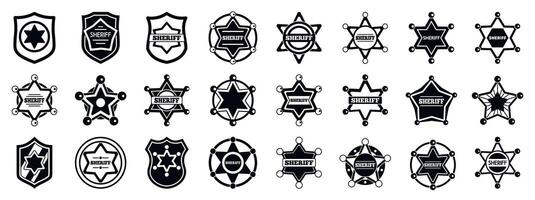 Sheriff badge icons set. Sheriff star icons showing police authority and law enforcement vector