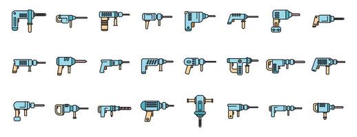 Different rotary hammers drilling machines for construction and repair works vector