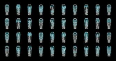 Neon blue tights with varied textures and patterns on black background vector