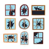 wood broken windows set cartoon item vector