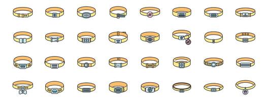 Dog collars with different buckles and decorations showing pet accessories vector