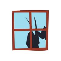 broken sash wood windows cartoon element vector