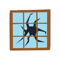 broken glazing wood windows cartoon item vector