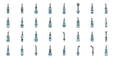 Oral irrigator icons showing different types of water flossers for teeth cleaning vector