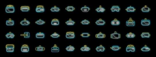 Neon vr headset icons illuminating the future of gaming and virtual reality vector