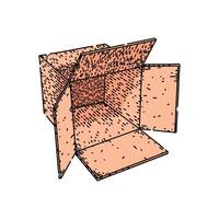 corrugated cardboard box sketch hand drawn item vector