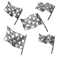 flag race set sketch hand drawn element object vector