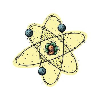 neutron molecule atom sketch hand drawn element vector