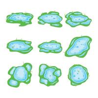 set puddle cartoon element vector