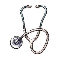 medical stetoscope sketch hand drawn element vector