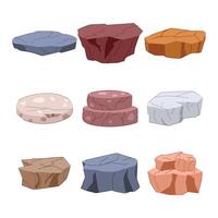 platform stone set cartoon figure vector