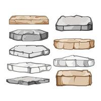 platform stone set cartoon badge vector