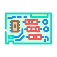 top view printed circuit board pcb color icon object vector