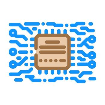 microchip circuit lines color icon symbol vector