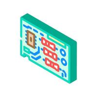 top view printed circuit board pcb isometric icon symbol vector