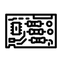 top view printed circuit board pcb line icon object vector