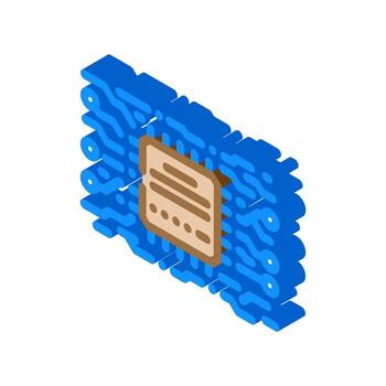 microchip circuit lines isometric icon illustration vector
