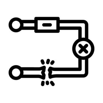 broken circuit path icon line icon illustration vector