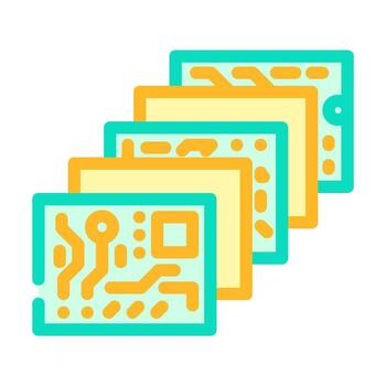 multi layered circuit design color icon illustration vector
