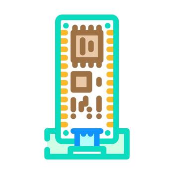 microcontroller connected board color icon illustration vector
