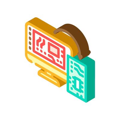 schematics physical board transition isometric icon illustration