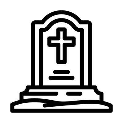 gravestone cross mortality line icon illustration