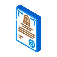 death certificate mortality isometric icon illustration vector