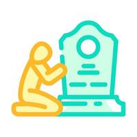 crying person grave mortality color icon illustration vector