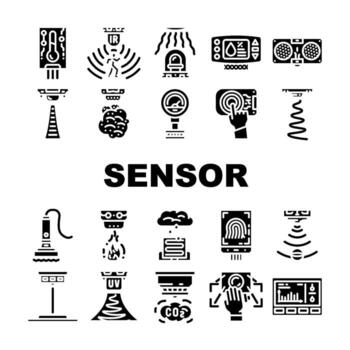 sensor módulo iot inalámbrico íconos conjunto objeto vector