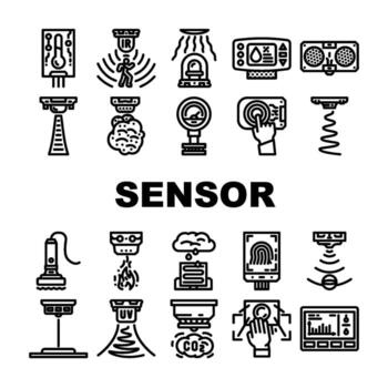 sensor módulo iot inalámbrico íconos conjunto Insignia vector
