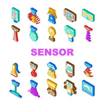 sensor módulo iot inalámbrico íconos conjunto vector