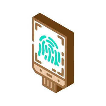 huella dactilar sensor módulo isométrica icono ilustración vector