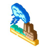 factory releasing waste onto farmland isometric icon illustration vector
