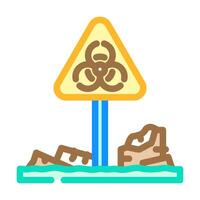 warning sign polluted field color icon illustration vector