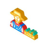 farmer near contaminated crops isometric icon illustration vector