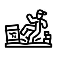 children playing near hazardous soil line icon illustration vector