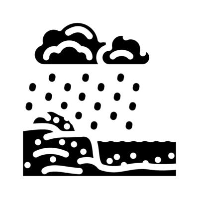 copper zinc runoff river system after heavy rainfall glyph icon illustration