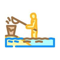 person cleaning up an oil spill color icon illustration vector
