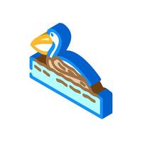 oiled bird isometric icon illustration vector