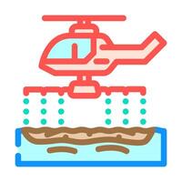 helicopter spraying dispersants oil spill color icon illustration vector